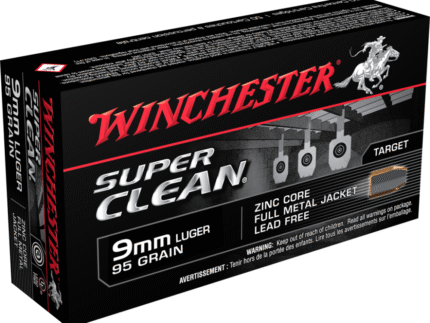 Winchester Super Clean NT Handgun Ammunition 9mm Luger 95 gr. FMJ 1225 fps 50/ct