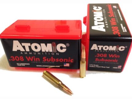 ATOMIC 308 WIN 175GR SUBSONIC - BTHP 50RD 10BX/CS