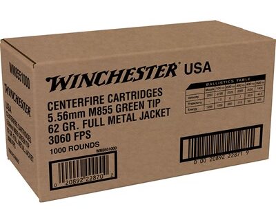 5.56MM NATO 62GR FULL METAL JACKET 1,000/BOX