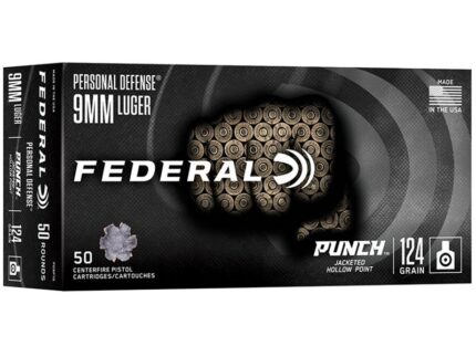 FEDERAL 9MM LUGER 124GR PUNCH JHP 50RD/BX 10BX/CS