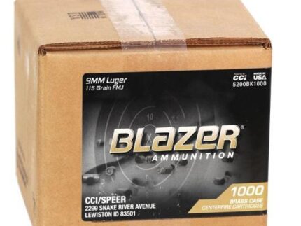 CCI Blazer Brass Handgun Ammunition 9mm Luger 115 gr. FMJ 1145 fps 1000/ct (Loose Pack)