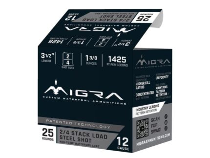 Migra Steel Waterfowl Stacked Shotshells 12ga 3.5" 1-3/8oz 1425 fps #2 & #4 25/ct
