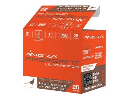 Migra Pheasant Long Range Shotshells 20ga 3" 1-1/4oz 1350 fps #6 & #8 25/ct