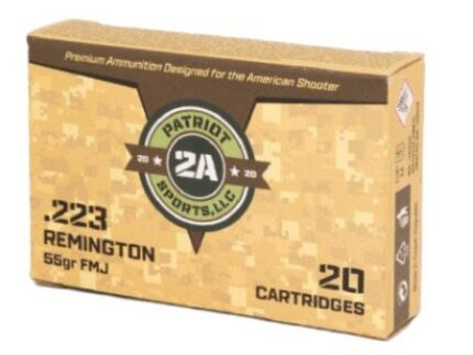 Patriot Sports Rifle Ammunition .223 Rem 55gr FMJ 3280 fps 20/ct