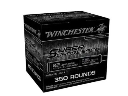 Winchester Super Suppressed Subsonic Rimfire Ammunition .22 LR 45gr CPRN 1090 fps 350/ct