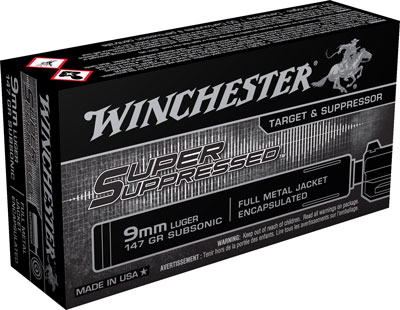 WINCHESTER SUPER SUPPRESSED - 9MM LUGER 147GR FMJ 50RD 10B/C