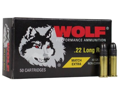 Wolf Match Extra Rimfire Ammunition .22 LR 40 gr RN 1050 fps 50/ct