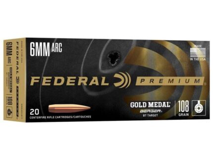 Federal Gold Medal Berger Rifle Ammunition 6mm ARC 108gr OTM 2950 fps 20/ct
