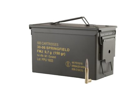 PPU Rifle MC Garand Ammunition .30-06 Springfield 150 gr FMJ 2745 fps 500/ct