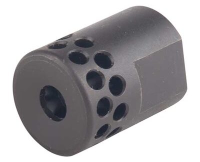 SHORT MUZZLE BRAKE 22 CALIBER 1/2-28 STEEL BLACK