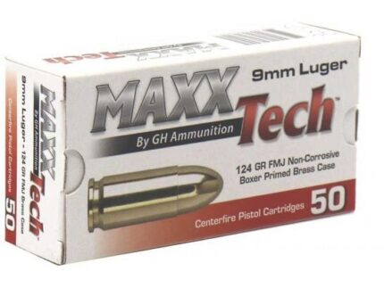 MAXX TECH 9MM 124 GRAIN FMJ 50RD BX 10 BXS PER CASE