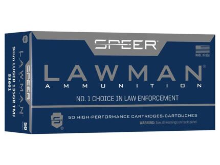 Speer Lawman Handgun Training Ammunition 9mm Luger 135gr TMJ 1120 fps 50/ct
