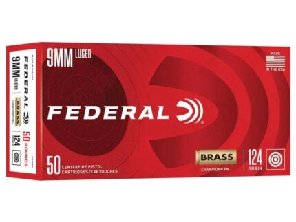 Federal Champion Training Handgun Ammunition 9mm Luger 124gr FMJ 1090 fps 50/ct