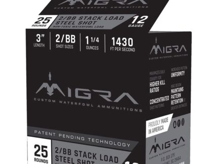 Migra Staxd Shotgun Ammo 12 ga. 3 in. 1.25 oz. 2-BB Shot 25 rd.