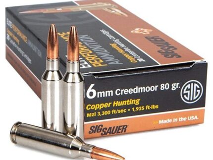 Sig Sauer Elite Copper Hunting Rifle Ammo 6mm Creedmoor 80 gr. Solid Copper 20 rd.