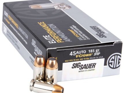 Sig Sauer Elite V-Crown Performance Pistol Ammo 45 ACP 185 gr. JHP 50 rd.