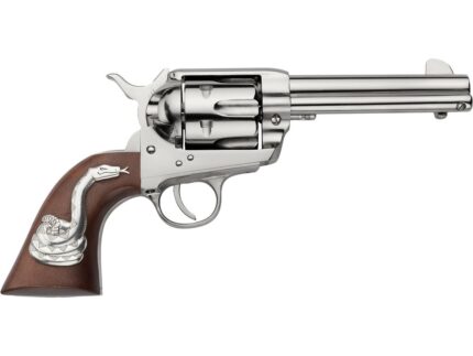 Pietta 1873 Wild West Revolver 45 Long Colt 4.75 in. Nickel Walnut Grip w/Snake