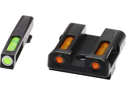 HIVIZ LiteWave H3 Handgun Sight Glock 9mm Green/Orange Litepipes White Front Ring
