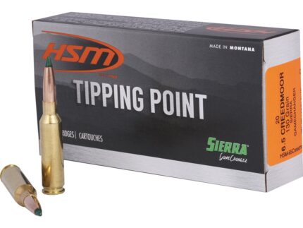 HSM Tipping Point Rifle Ammunition 6.5 Creedmoor Sierra Gamechanger 130 gr, 20 rd.