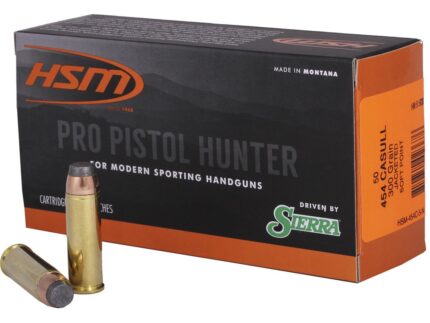 HSM Pro Pistol Hunter Ammunition 454 Casull Sierra JSP 300 gr. 50 rd.