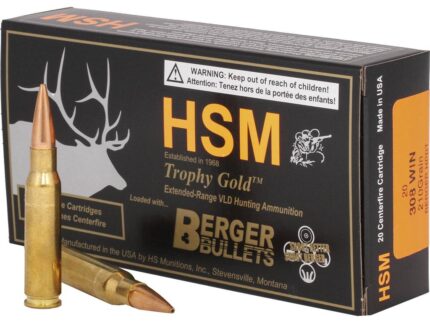 HSM Trophy Gold Rifle Ammunition 308 Win. Berger 210 gr. 20 rd.