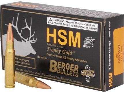 HSM Trophy Gold Rifle Ammunition 308 Win. Berger 185 gr. 20 rd.