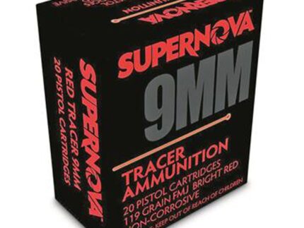 Supernova Tracer Pistol Ammunition  9mm 119 gr. FMJ Red Tracer 20 rd.