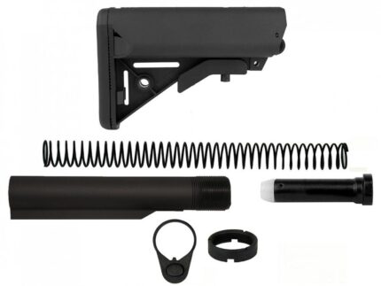 TacFire Mil-Spec Buffer Tube Kit with Stock and Buttpad for AR-15 Black