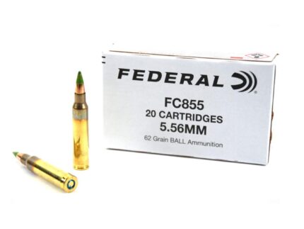 Federal FC855 Green Tip Rifle Ammunition 5.56mm 62gr FMJ 3113 fps 20/ct