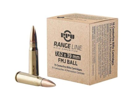 PPU Rangeline Ammunition 7.62x39 123gr FMJ 2350 fps 15/ct