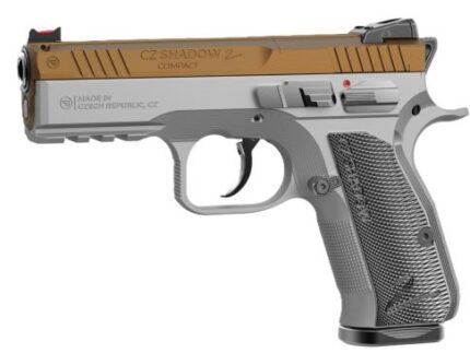 CZ SHADOW 2 COMPACT OR 9MM FS - 4" 15RD GOLD SILVER GRIPS
