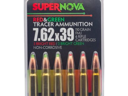 Supernova Tracer Rifle Ammunition  7.62x39 110 gr. FMJ Green & Red Tracer 6 rd.