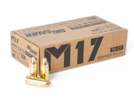 Sig Sauer M17 Elite Ball Performance Pistol Ammo 9mm +P 124 gr. FMJ 50 rd.