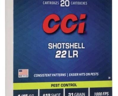 CCI Rimfire Shotshell Ammunition .22 LR 1/15 oz #12 31 gr 1000 fps 2000/ct (100-20/ct Boxes)