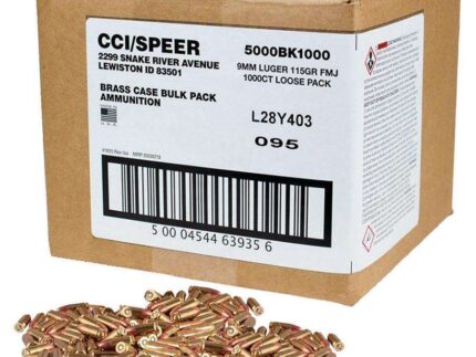 CCI Blazer Brass Handgun Ammunition 9mm Luger 115gr FMJ 1145 fps 1000/ct Loose Bulk Pack