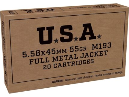 Winchester USA Lake City M193 Brown Box Rifle Ammunition 5.56mm 55 gr FMJ 3240 fps 20/ct