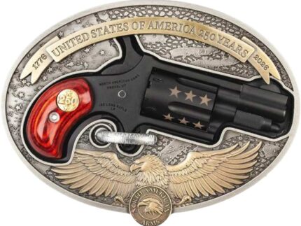 NAA USA 250th Belt Buckle Revolver 22 LR 1.13 in. Black w/Rosewood Grip & Coin