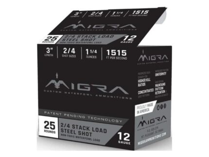 Migra Steel Waterfowl Stacked Shotshell 12ga 3" 1-1/4 oz 1515 fps #2 & #4 25/ct