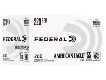 Federal American Eagle Rifle Ammunition .223 Rem 55gr FMJ 3240 fps 200/ct