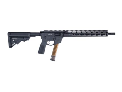 Freedom Ordnance FM9D Beltfed Rifle 9mm Luger 100 rd Belt Bag/33rd Glock Style Mag(1) 16" Barrel Black Picatinny Rail