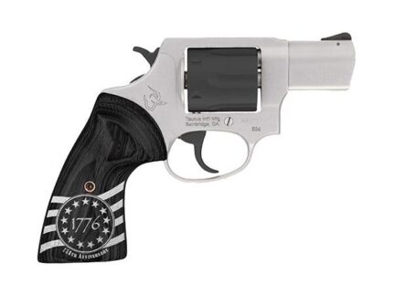 Taurus 856 Handgun .38 Spl 6rds 2" Barrel Stainless Steel Frame/Black Cylinder 1776 Custom Grips