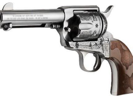 E.M.F. COWPOKE 357 MAG 4.75" - ENGRAVED NICKEL WOOD