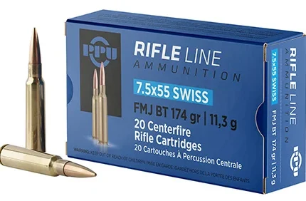 PPU 7.5 X 55 SWISS FMJ 174GR 20RD BOX 10 BOXES PER CASE