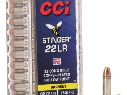 CCI Stinger Rimfire Ammunition .22 LR 32 gr CPHP 1640 fps 50/ct