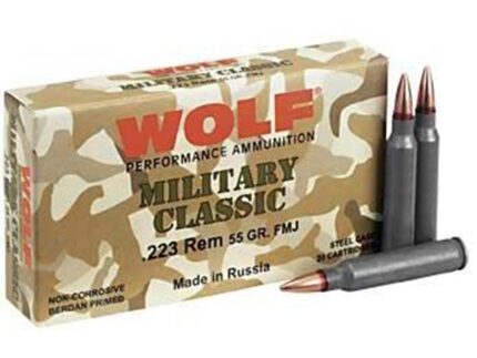 Wolf Military Classic Rifle Ammunition .223 Rem 55 gr FMJ 3241 fps 20/ct