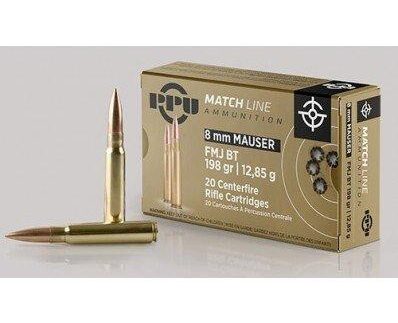 PPU Match Rifle Ammunition 8mm Mauser Match 200 gr FMJ 2300 fps 20/ct