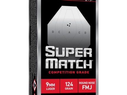 Winchester Super Match Handgun Ammunition 9mm Luger 124gr FMJ 1140fps 50/ct