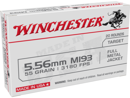 Winchester USA Lake City M193 Rifle Ammunition 5.56X45 NATO 55 gr. FMJ 3240 fps 1000/ct case