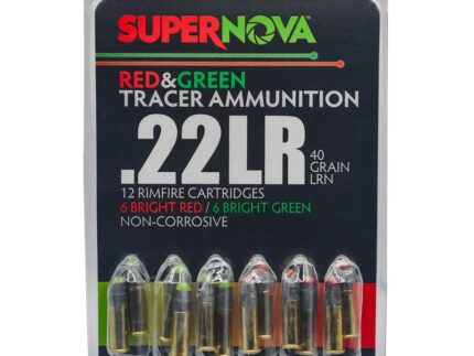 Supernova Tracer Rimfire Ammunition  22 LR 40gr. LRN Green & Red Tracer 12 rd.