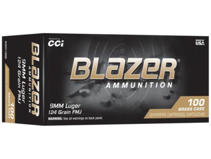 CCI Blazer Brass Pistol Ammo 9mm Luger 124gr. FMJ 100 rd.